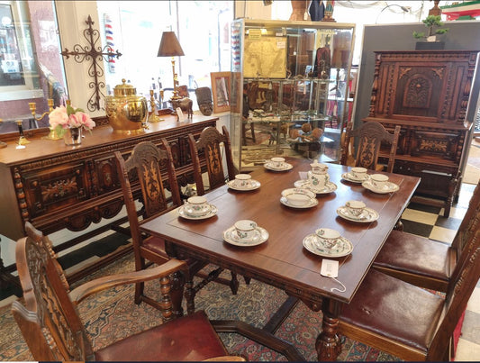 Antique-vintage 9 piece Rockford Jacobean style dining set
